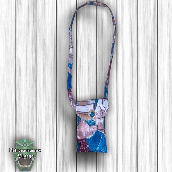 VINTAGE Mens Retro Neck Tie Crossbody Bag, Upcycled Repurposed Shoulder Mini Pur - Picture 4 of 9
